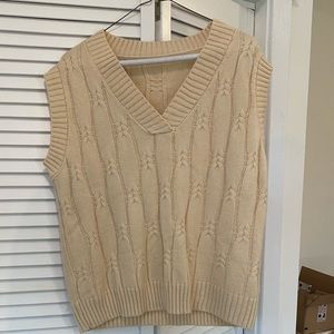 Nude cable sweater vest